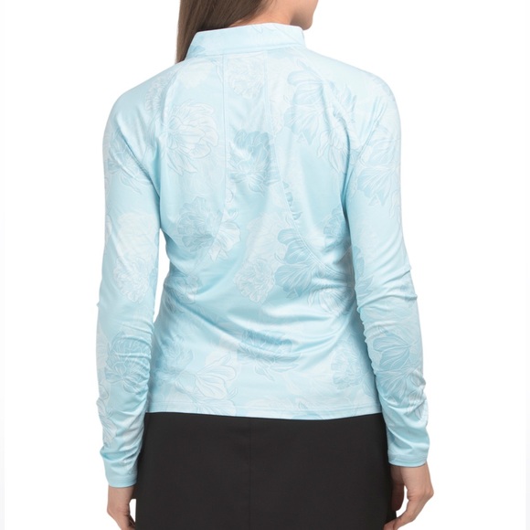 New G/FORE PRINTED RUCHED QUARTER ZIP LADIES LIGHT GOLF MID LAYER - Picture 10 of 10